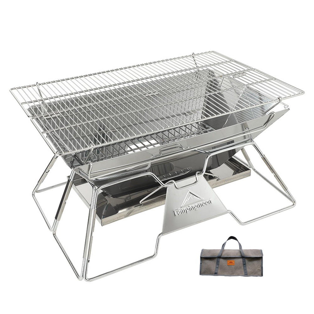 campingmoon MT-3 front view showing sturdy stainless steel and large cooking area for group meals