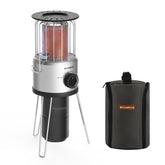 CAMPLUX front view assembled showing compact heater and control knob for fast warmth