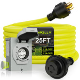Campzlly front inlet box and cord showing durable weatherproof design and safe connection