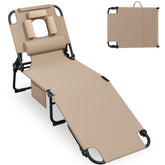 Candockway front view beige chaise showing full reclining benefit