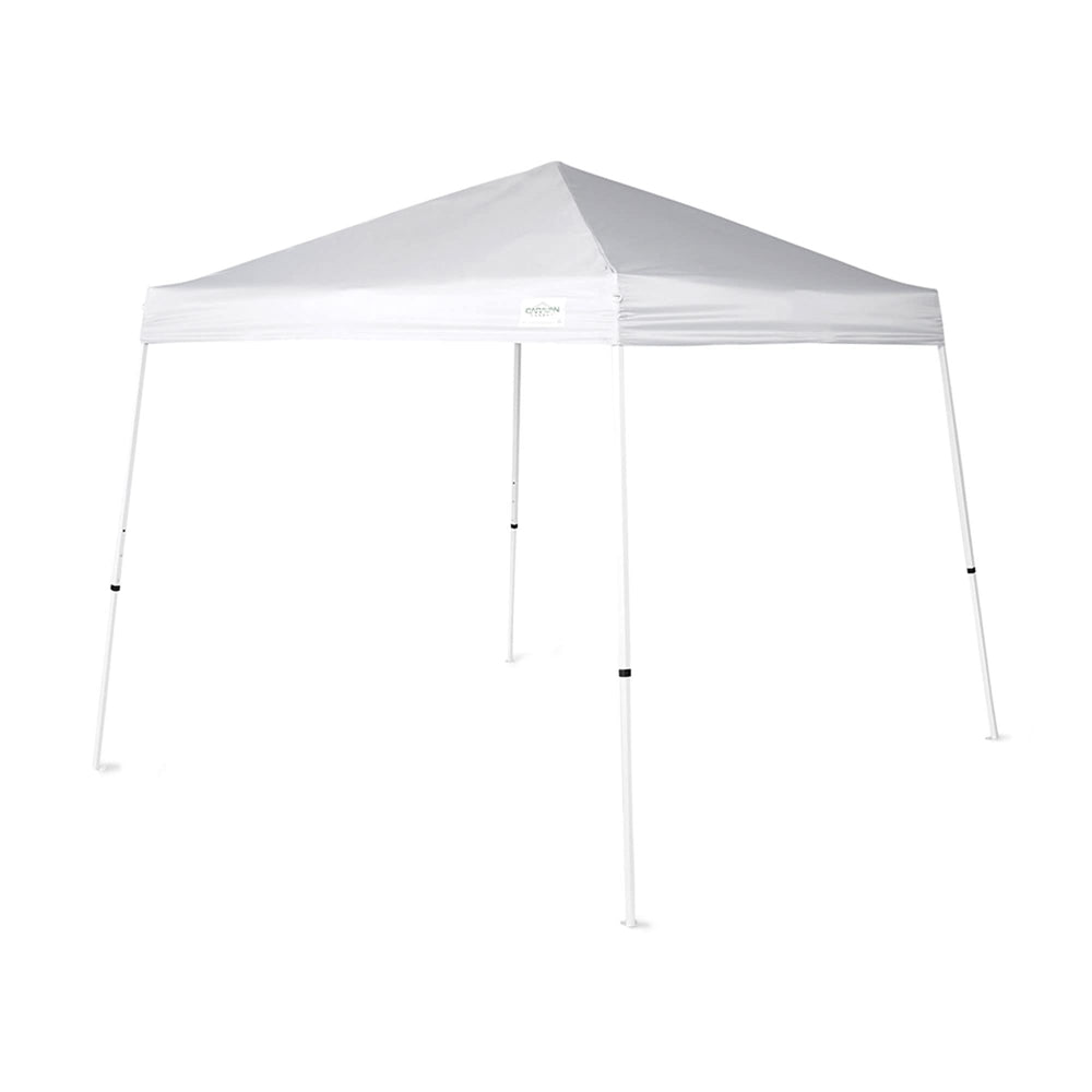 Caravan canopy front view showing full 10x10 shelter and shade benefit