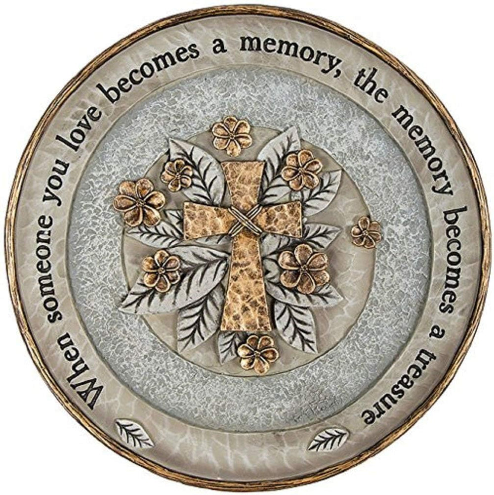 Carson garden plaque front view showing memorial design and easy hanging benefit