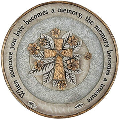 Carson garden plaque front view showing memorial design and easy hanging benefit