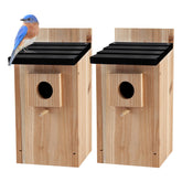 CARTMAN blue bird house front view showing entrance and cottage look for shelter
