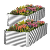 CATMANOR front view of two galvanized raised beds showing durable structure and organized planting benefit