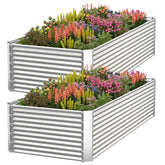 CATMANOR front view of galvanized raised bed showing sturdy corrugated walls and gardening benefits