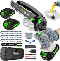 CEEPUY mini chainsaw front view showing compact design and balance