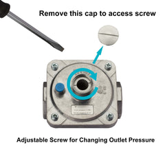 Celestial Fire Glass regulator mounted on a gas fire pit demonstrating quieter flames
