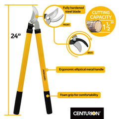 Centurion lopper closeup showing carbon-steel blade and rust resistance