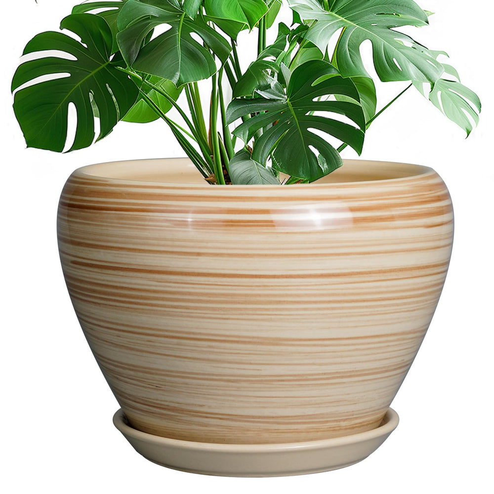 Ceramicfor front view yellow planter showing modern round shape and bright color benefit