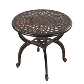C/G patio casa front view copper side table showing compact sturdy design