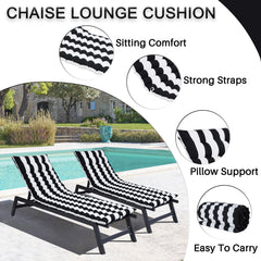Chaise Lounge Cushion set on poolside chaise demonstrating weather-resistant use and relaxed lounging