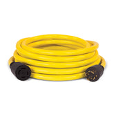 Champion front connector and rating label showing secure locking and correct voltage