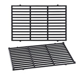 Charbrofire front view of two cast iron grates showing full fit and durability