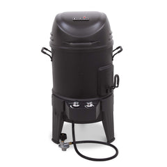Charbroil Big Easy open with whole turkey inside demonstrating roast capacity