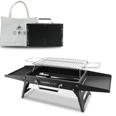 Charmline front view folded grill showing compact portability and easy transport