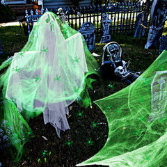 Charniol glowing web at night creating spooky ambiance without power