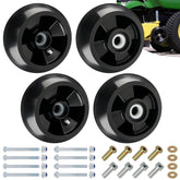 CheeMuii front view of 4-pack deck wheels and included hardware, shows complete kit benefit