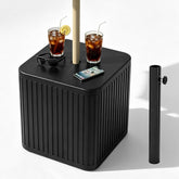 CHENG RONG front view umbrella table showing compact dual function and style