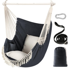 Chihee hammock chair front view showing full seating and stable frame benefit