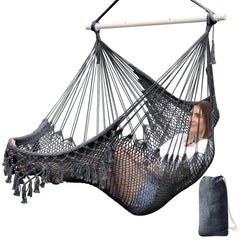 Chihee front view of hammock chair showing full seat and spreader bar for relaxed lounging