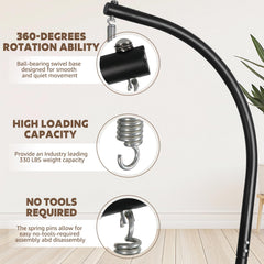 Chihee offset hook with steel spring-pin detail highlighting easy tool-free assembly benefit