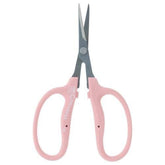 近正 Chikamasa pink curved scissor front view, comfortable grip and balance