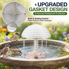Chitidr unit installed in a concrete bird bath demonstrating easy placement and all-season use