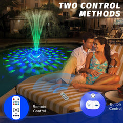 ChlorStar fountain lit at night creating ambient pool lighting and mood