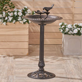 Christopher Knight Home front view of bird bath showing shiny copper finish and classic shape