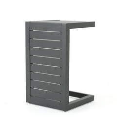 Christopher Knight Home grey table front view showing compact profile and easy access