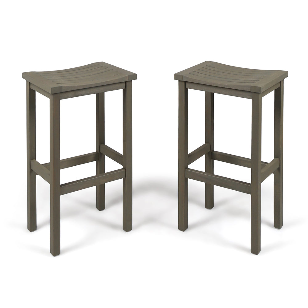 Christopher Knight Home front view of grey Caribbean barstools showing compact design benefit