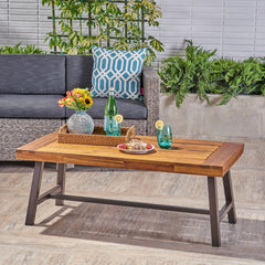 Christopher Knight Home Carlisle slatted top closeup highlighting wood texture and drainage benefit