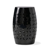 Christopher Knight Home front view showing black lace-cut barrel shape and elegant silhouette