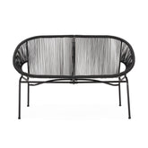 Christopher Knight Home loveseat front view showing sleek black finish and seating comfort