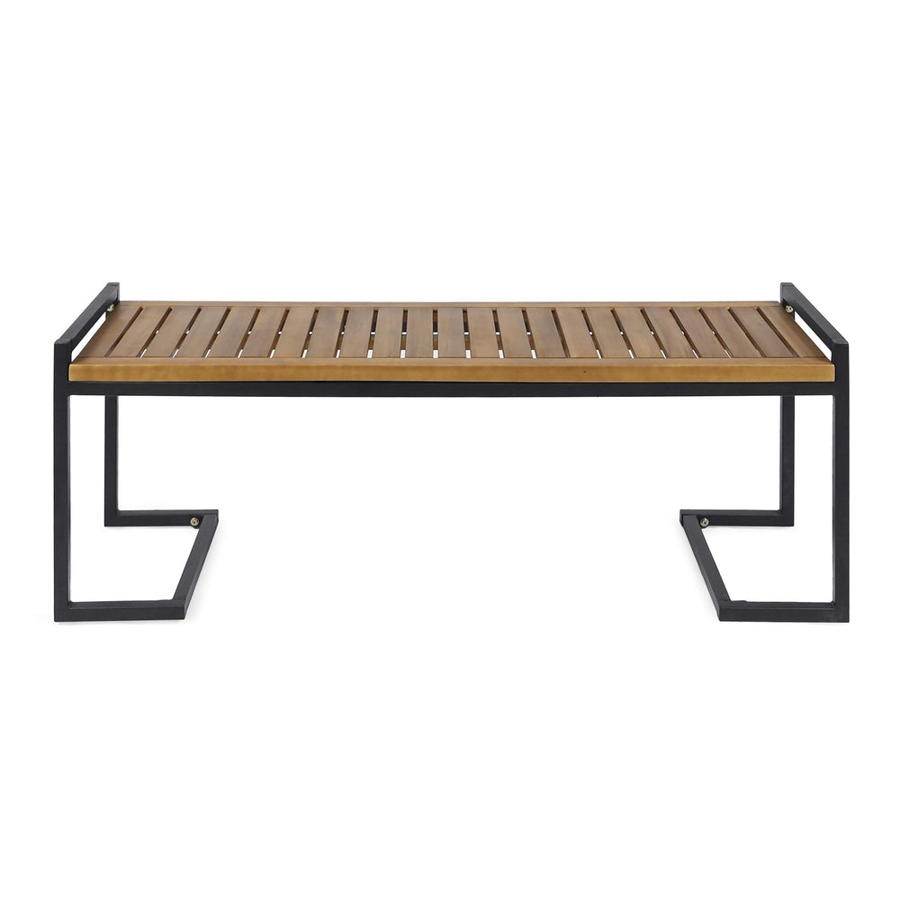 Christopher Knight Home bench front view showing teak finish and sturdy seating benefit
