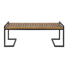 Christopher Knight Home bench front view showing teak finish and sturdy seating benefit