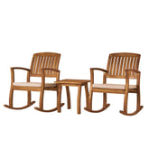 Christopher Knight Home Selma front view set showing sturdy acacia frame and cushioned seats for comfort