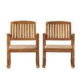 Christopher Knight Home front view showing teak finish and cushion comfort