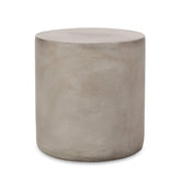 Christopher Knight Home front view of light gray side table showing modern cylindrical shape and stability