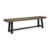 Christopher Knight Home bench front view showing sandblast gray seat and black legs for modern outdoor seating
