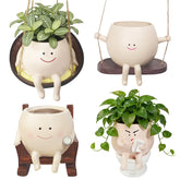 Chrotopic front group shot showing four cute planters and joyful decor