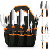 CHRYZTAL garden kit front view showing all seven tools and tote, organized for convenience