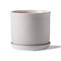 Chubacoo 8-inch planter front view showing cream finish and beaded design for elegant decor