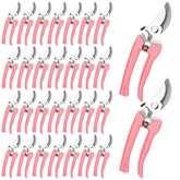 Chumia front view of pink pruning shear showing compact ergonomic handle and pointed tip for precision