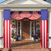 Chumia full bunting and banners on porch showing cohesive patriotic curb appeal