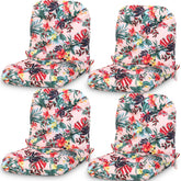 Chunful front view of 4-pack cushions showing coordinated hibiscus pattern and comfort