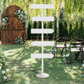 Chunful front view of assembled arrow sign showing clear directions and tall visibility