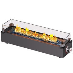 Ciays tabletop fire pit front view showcasing flame and heating benefit