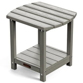 Ciokea side table front view showing sturdy upper surface and modern grey finish for durability